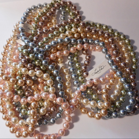 Linda Dano Faux Pearl Multi Color Necklace Lot - Picture 1 of 6